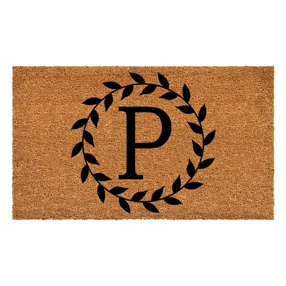 Laurel Wreath Doormat, 24" x 36" (Letter P)