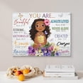 thumbnail image 3 of African American Girl Wall Art Fashion Black Girl Portrait Canvas Picture You Are Beautiful Bible Poster for Girl''s Bedroom Home School Nursery Decor Inspirational Gift 12"x16", 3 of 6