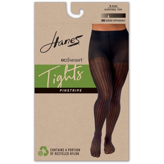 Hanes EcoSmart Women's Sheer Control Top Tights, Pinstripe Black 2XL
