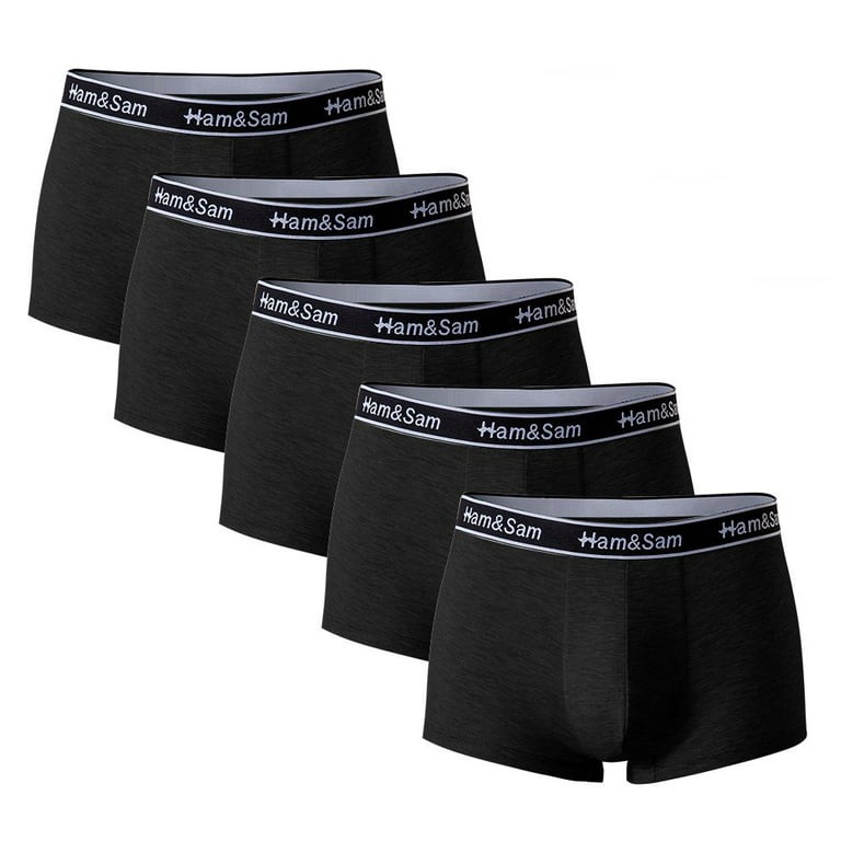 Ham&Sam Men's Boxer Brief Bamboo Rayon,Black Underwear Trunks for Men Soft  Comfortable,5 Pack 