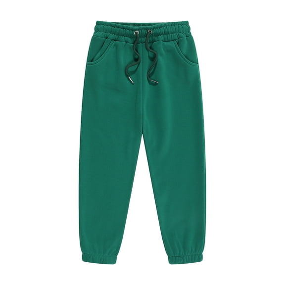 Fshiont Girls Fleece Lined Leggings Toddler Kids Winter Warm Basic Full Length Pants Dark Green 150