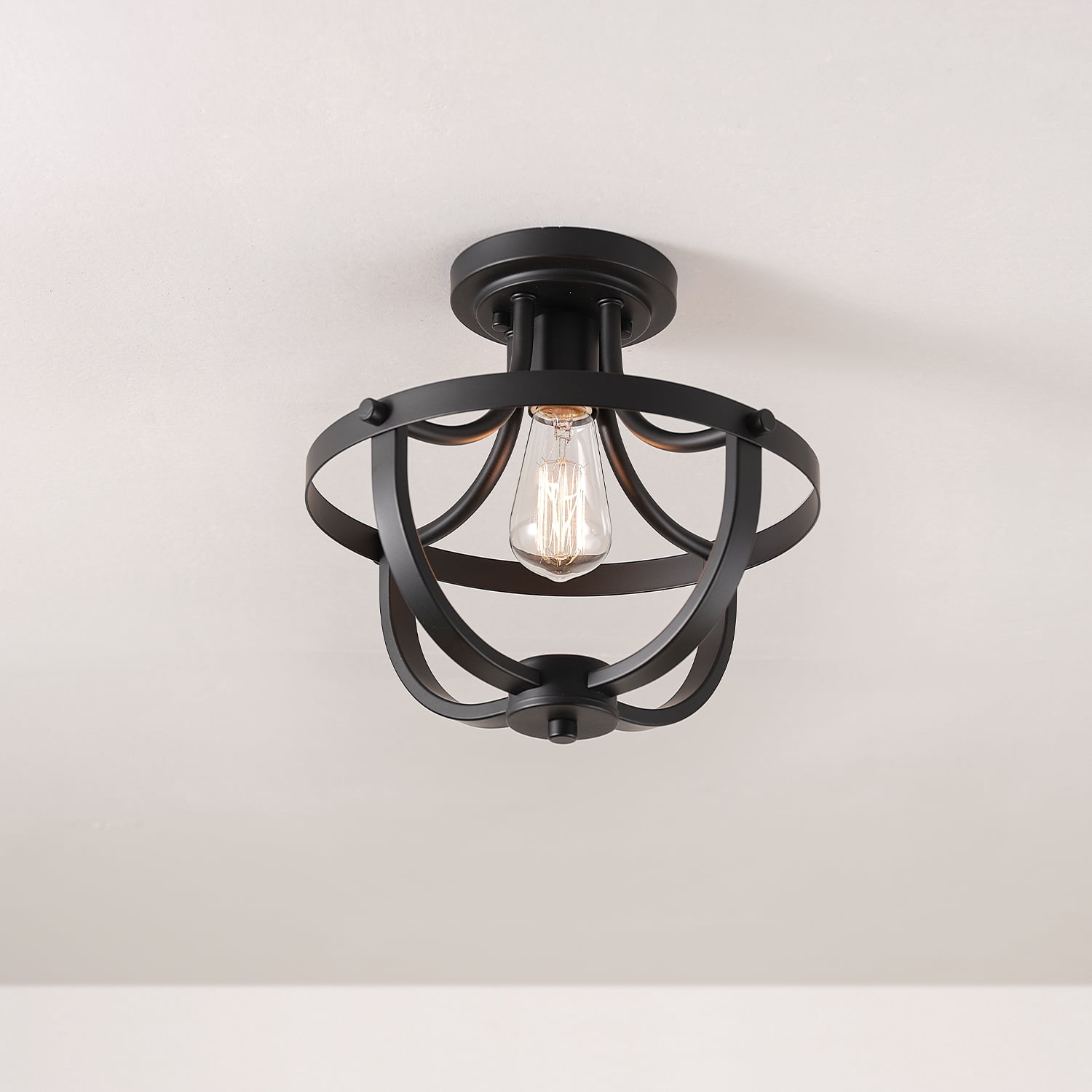 Globe Electric Stellan 1-Light Matte Black Indoor Flush Mount Ceiling Light