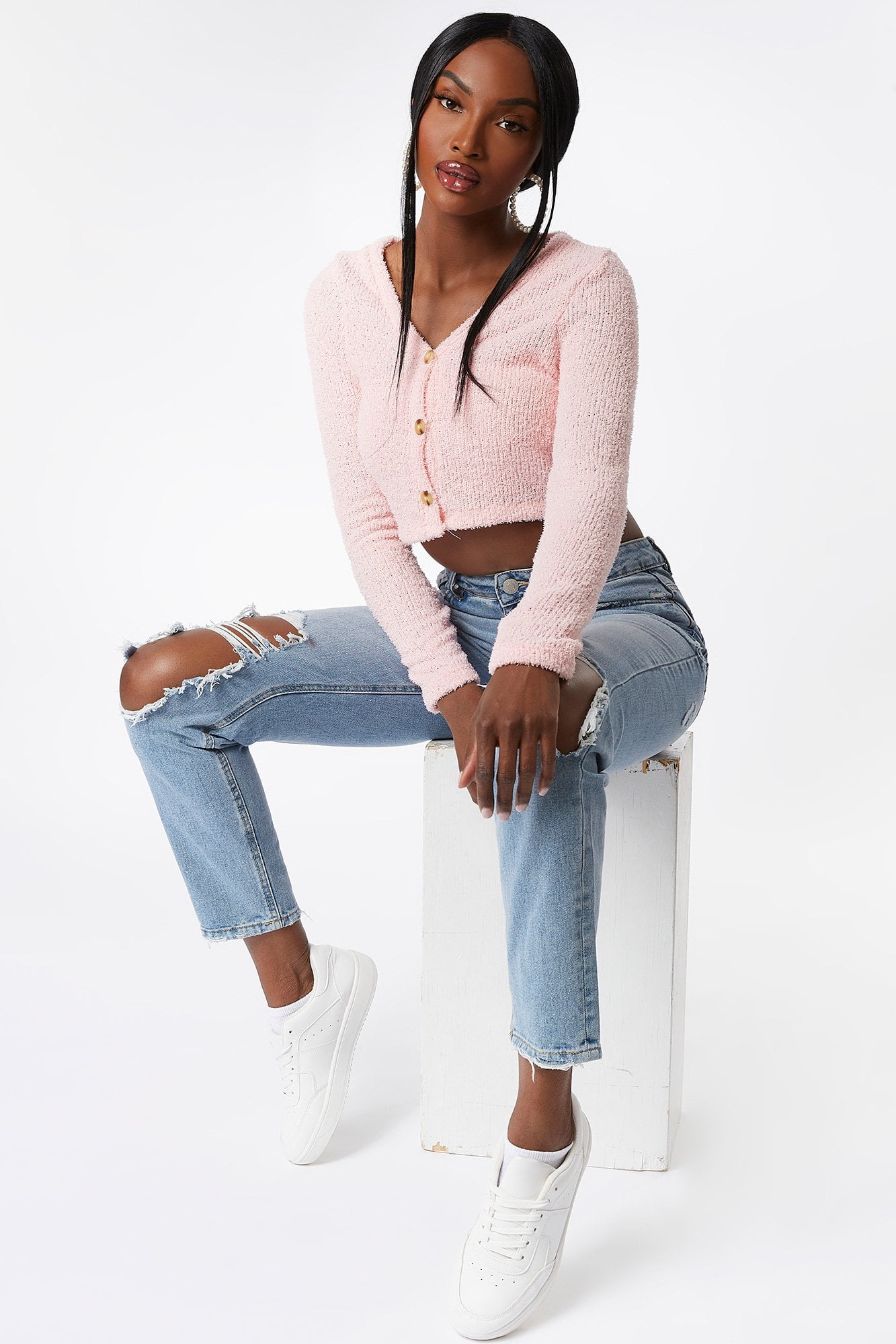 Urban Planet Women's Fuzzy Button-Up 
