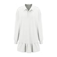 thumbnail image 5 of Antinious Solid Long Sleeve Dress for Women Fashion Casual Button Collar Knee Length Beach Dress,Winter Dresses for Women,Long Sleeve Party Dress for Women,White,M, 5 of 5