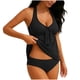thumbnail image 4 of Tankini para mujer, color sólido con relleno en el pecho, tankini conservador, sin acero, sin espalda, cuello colgante, traje de baño, pantalones de baño divididos, traje de baño de dos piezas para mu, 4 of 8