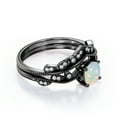 thumbnail image 3 of JeenMata Anillo de Novia de Banda Curva con Ópalo de Roca y Moissanita de Forma Redonda de 1 Quilate en Forma de V - Chapado en Oro Negro de 18 K sobre Plata, 3 of 6