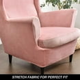 thumbnail image 4 of Wing Chair Slipcovers, 2 Piece Stretch Wingback Chair Cover Soft Velvet Armchair Covers with Elastic Bottom for Living Room Bedroom, 4 of 6