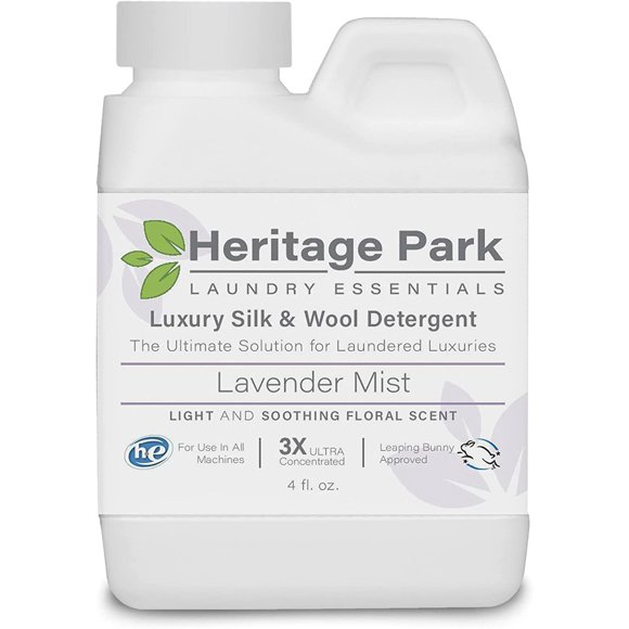 Heritage Park Soie et Laine Parfum Brume de Lavande Tout Naturel, Détergent à Lessive au pH Neutre - Sans Enzymes, Ultra Concentré (4 fl oz Format d'Essai)