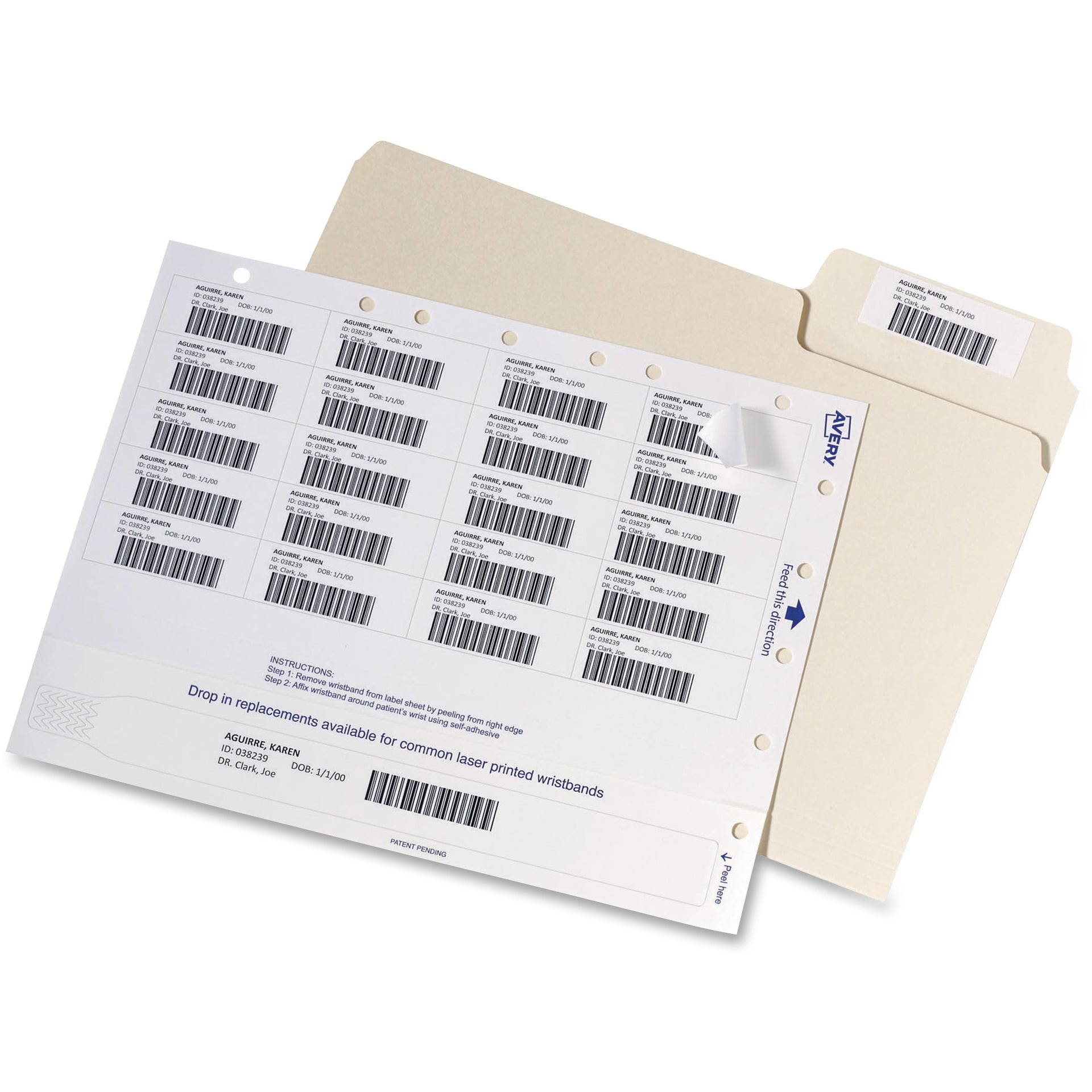 Avery Chart Label EasyBand Medical Wristbands, Box of 500