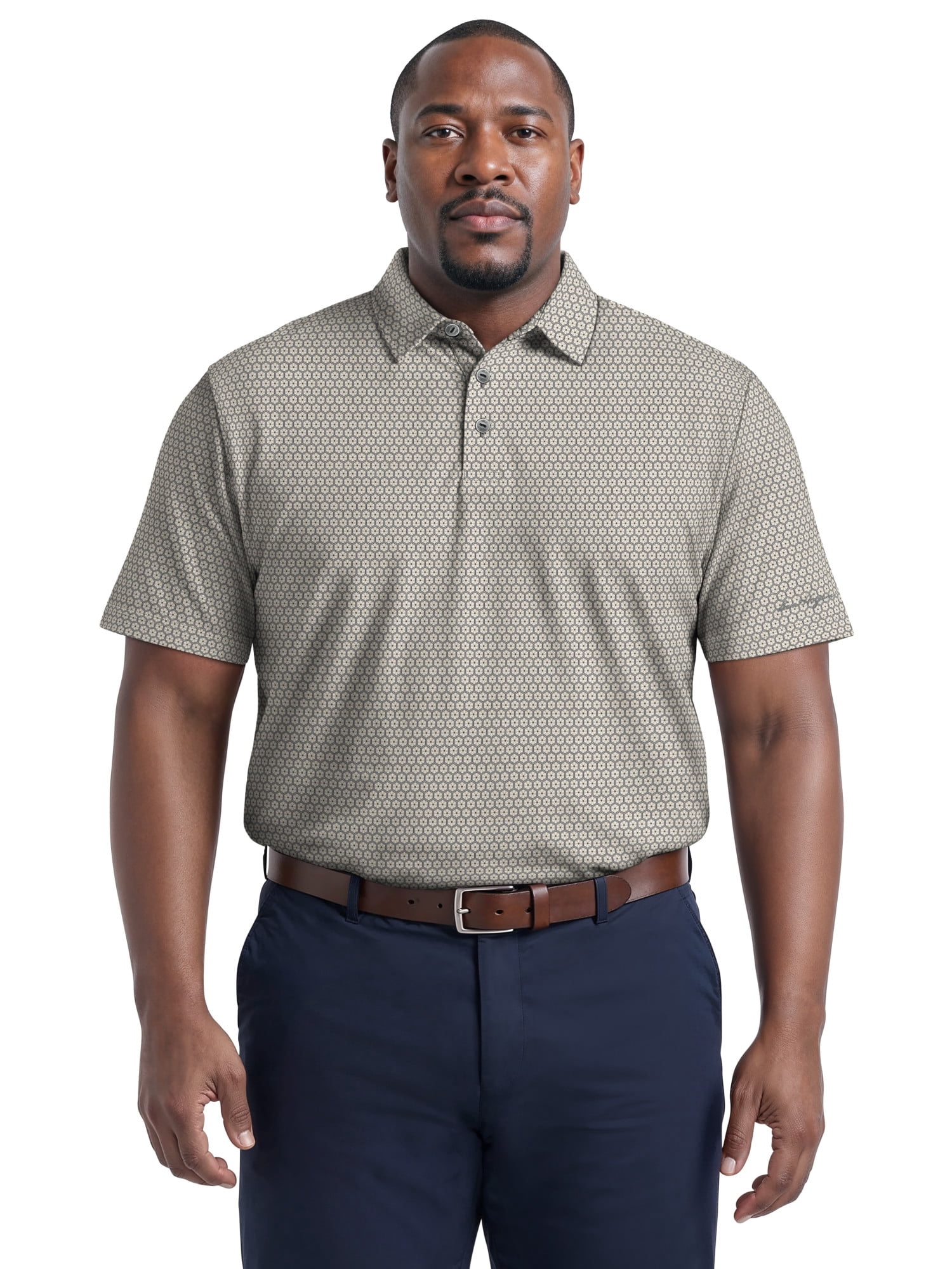 Ben Hogan Performance Men's & Big Men's Flower Geo Print Short Sleeve Golf Polo Shirt, Sizes S-4XLT