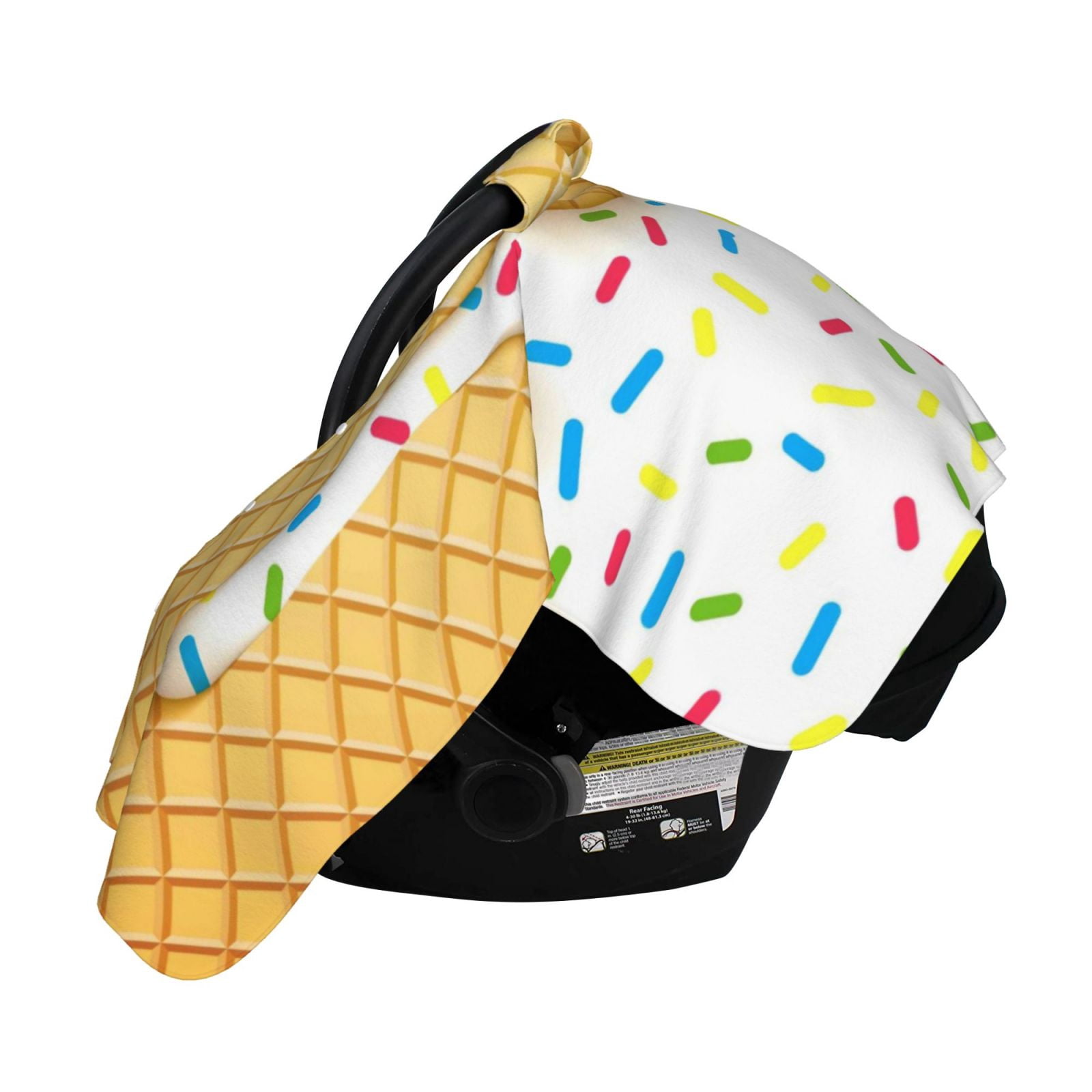 Naloa White Ice Cream Baby Car Seat Cover, Breathable Baby Carrier Cover, Multiuse Baby Carrier Cover & Nursing Breastfeeding Cover