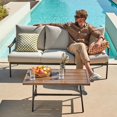 thumbnail image 2 of NATURAL EXPRESSIONS Patio Sofa Outdoor Furniture Metal Chair with Wicker Backrest & 6 Inches Cushion for Indoor, Front Porch, Deck, Balcony, Backyard, Sunroom, 73.35"(L) x 29.75"(W) x 33.86"(H)., 2 of 9