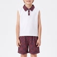 thumbnail image 4 of NIPAXO Boys Outfit Set, Sleeveless Polo Shirt & Plaid Shorts Preppy Style 2-Piece Shorts Set for Toddler Boys（7-8Y）, 4 of 6