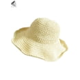 thumbnail image 3 of PULLIMORE Womens Casual Beach Straw Hats Foldable Floppy Wide Brim Summer Cap with Adjustable Strap (White), 3 of 7