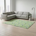 thumbnail image 2 of HomeRoots 676006 8 x 10 ft. Lime Green Teal & Ivory Geometric Washable Machine Made Rectangle Area Rug with UV Protection, 2 of 9