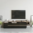 thumbnail image 2 of Pia Modern Engineered Wood TV Stand, TVs up to 80”, Black & Walnut, Veneer, 2 of 5