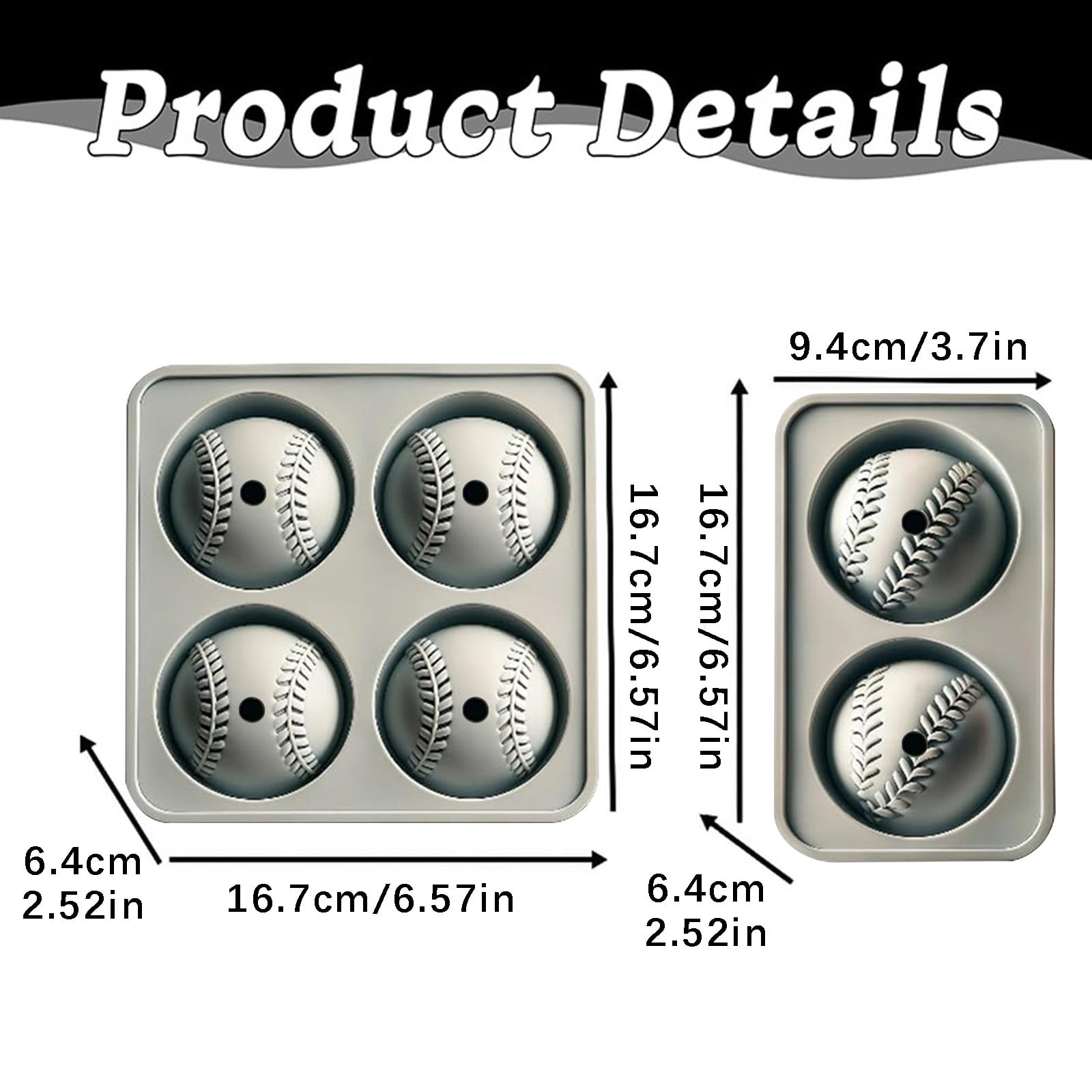 Hearthoom Baseball Ice Cube Molds, Big Round Whiskey Ice Cube Trays for Freezer, Easy to Fill & Release, Sphere for Reusable Tray,Black 1
