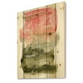 thumbnail image 2 of Designart 'Red Pink and Green Abstract Clouds' Modern Print on Natural Pine Wood, 2 of 5