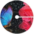 thumbnail image 1 of FMSHPON Valentines Day Blue Butterfly Pink Rose Xmas Christmas Tree Skirt Stand Mat for Holiday Party Decoration Indoor Outdoor 48 inches, 1 of 6