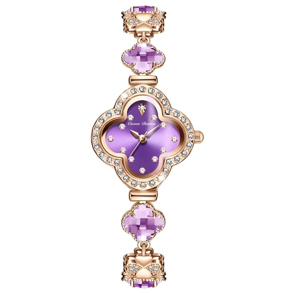 Reloj Pulsera de Trébol de Cuatro Hojas para Mujer, Esfera Incrustada de Cristal, 3ATM a Prueba de Agua, Reloj de Pulsera Casual Chapado en Rose Gold
