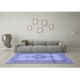thumbnail image 3 of Ahgly Company Machine Washable Indoor Square Medallion Blue Traditional Area Rugs, 4' Square, 3 of 4