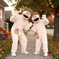 thumbnail image 6 of Silly Goofy Onesie for Kids- Frog Onesie Funny Monster Pajamas Fleece Jumpsuit Hooded Cozy Loose Fit Plush Loungewear,with Comb (No Shoes Included) Beige 4-5 Years, 6 of 10