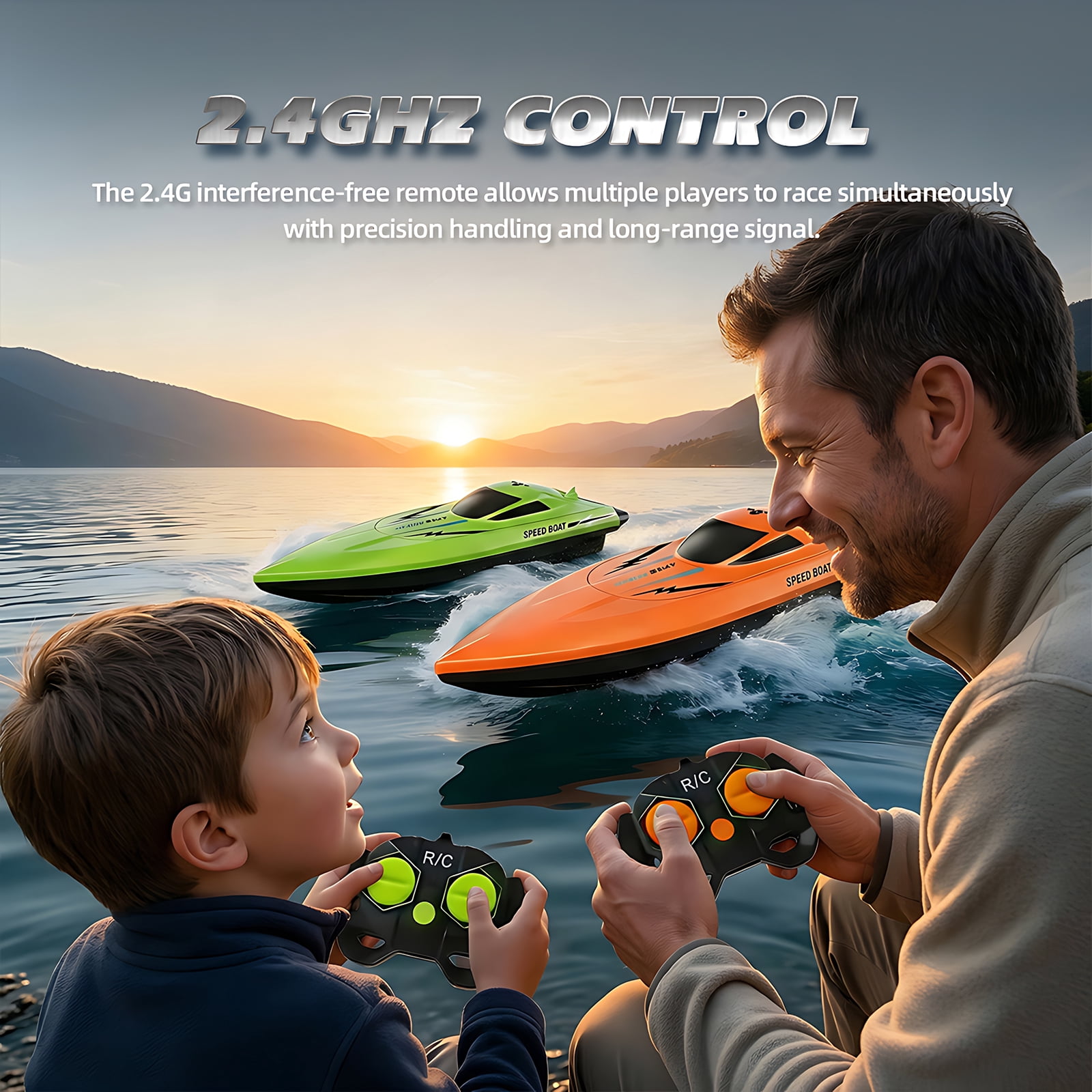 RC Speedboat, Funtogether Toys, MS300 with Dual Motors, 2.4GHz Waterproof Racer for Pools & Lakes, Gift for Kids