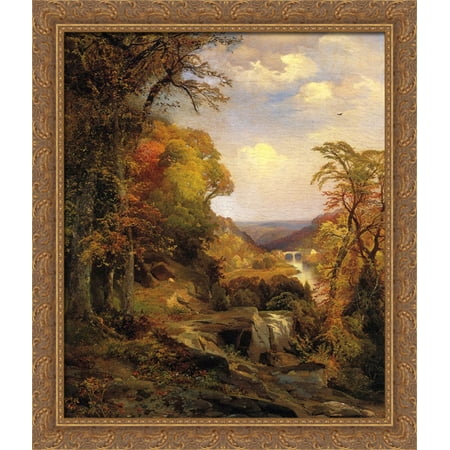 On the Wissahickon near Chestnut Hill 28x34 Large Gold Ornate Wood Framed Canvas Art by Thomas Moran