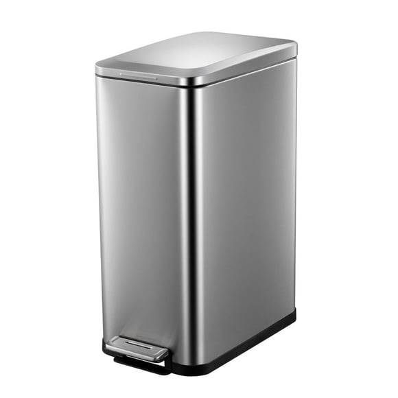 Poubelle Mince de 13 Gallons / 50 L, Poubelle de Cuisine en Acier Inoxydable, Bac à Ordures à Pédale Anti-Traces avec Seau Intérieur Amovible et Couvercle, Bac de Recyclage Rectangulaire à Pédale pour Espace Étroit