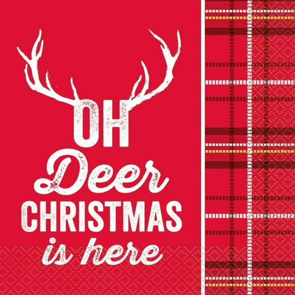Various Plaid Deer Large Disposable Napkins, 16 Count
