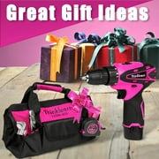 ThinkLearn Pink Drill Set for Women, 137 Piece Hand and Power Tool Set with 12V Cordless Drill