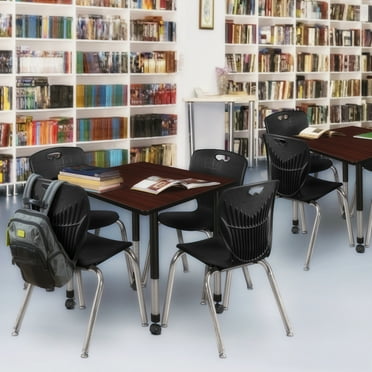 Regency Kee 36" Square Height Adjustable  Mobile Classroom Table - Mahogany