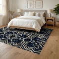thumbnail image 3 of ODIKA Navy Interlocking Motif Geometric Contemporary Abstract Large for Queen Size Bedroom, Under Bed, Master , Foldable Easy Care, 3 of 7