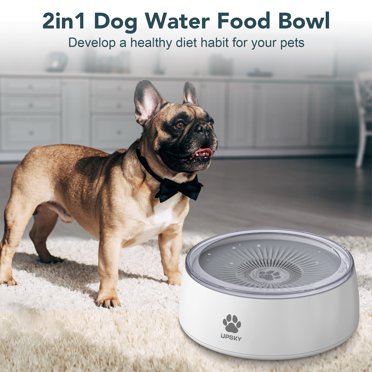 AONKEY 3L No-Spill Dog Water Bowl - 101oz Large Anti-Splash Dispenser For Messy Drinkers (Gray)