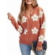 thumbnail image 2 of Cárdigan con Estampado Floral para Mujer, Larga, Abertura Frontal, Botones, Cuello en V, Tejido de Punto. Naranja Rojo S, 2 of 8