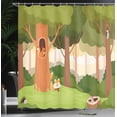thumbnail image 3 of Ambesonne Hedgehog Shower Curtain, Cartoon Forest Landscape, 69"Wx70"L, Lime Green and Pale Caramel, 3 of 4