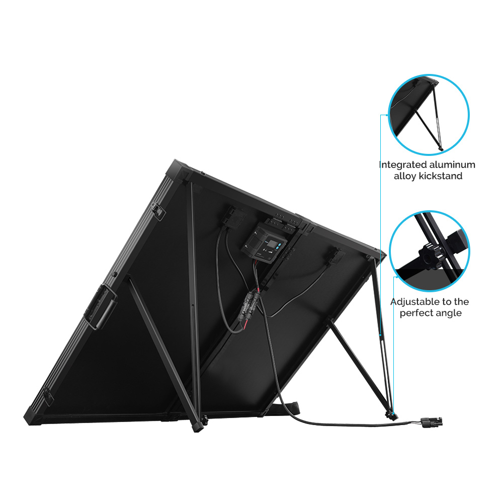 Renogy 200 Watt 12 Volt Monocrystalline Off Grid Portable Foldable 2Pcs 100W Solar Panel Suitcase Built-in Kickstand with Waterproof 20A Charger Controller