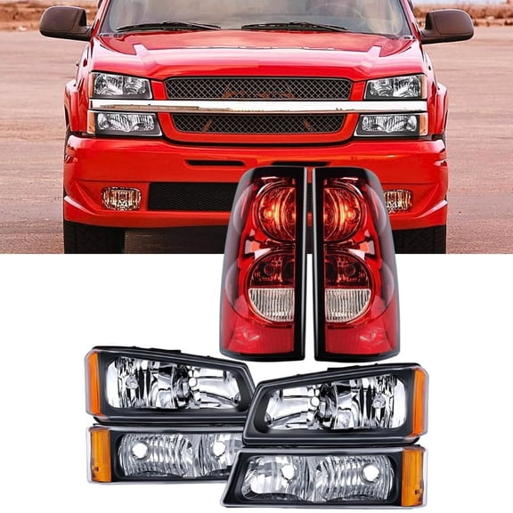 Nilight Headlight and Taillight Assembly Combo Compatible with 2003 2004 2005 2006 Chevy Silverado 1500 1500HD 2500 2500HD 3500 2007 Chevy Silverado 1500 2500 3500 Classic OE Style