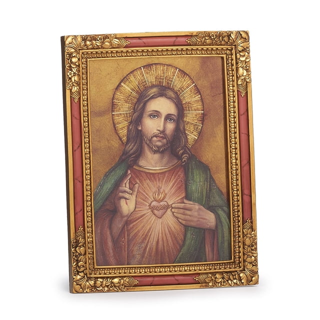 Placa decorativa con el icono del Sagrado Corazón de Joseph's Studio, 7,25 cm de alto