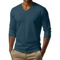thumbnail image 2 of Busydd Long Sleeve T Shirt Men Casual Solid Color V Neck T Shirts Men Fashion Versatile Comfortable Mens T-Shirts S, 2 of 6