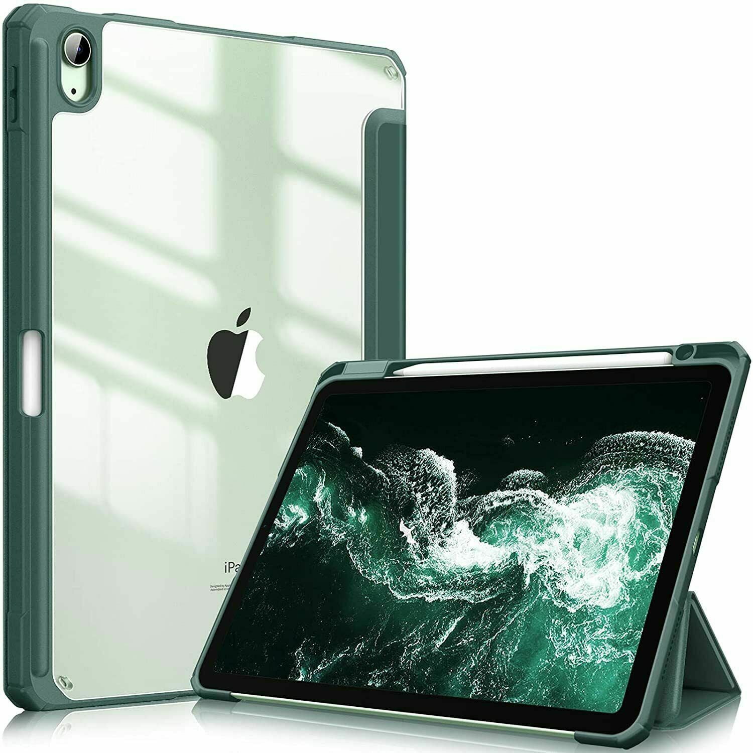 for iPad Air 5 Case with Pencil Holder, Slim Lightweight Soft TPU Back Cover  for iPad Air 5th/4th Gen 10.9 Inch 2022/2020 