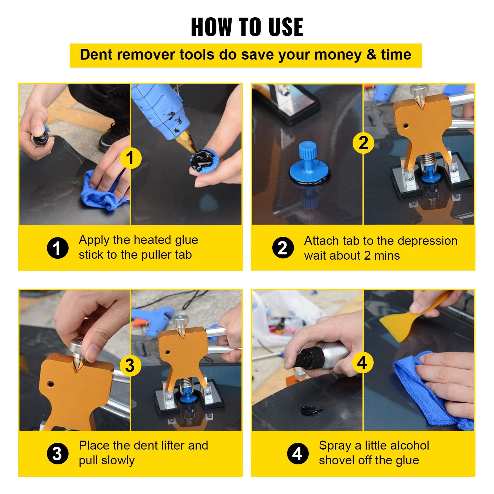 KFFKFF 89pcs Dent Repair Kit Dent Puller Tools Slide Hammer for Car Hail Damage Dent & Ding Remover