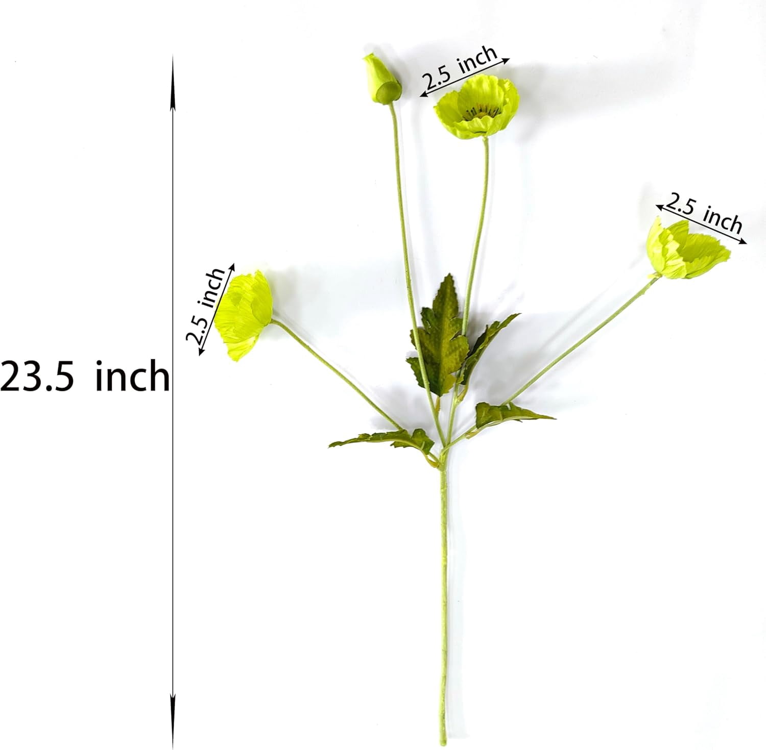 Green Poppy Flowers Artificial Bouquet for Wedding,12 Pcs Fake Faux Silk Poppies Bulk for Home Decor Table Centerpieces Floral Arrangement(23.5‘’, Green)