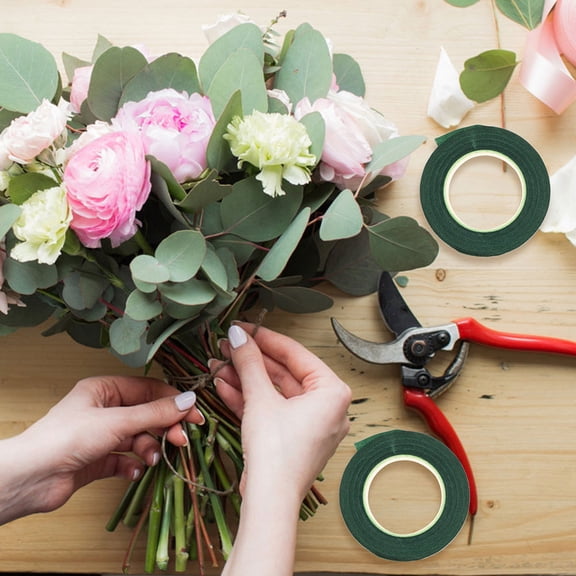 WHAMVOX 2 Rolls Green Floral Tape for Artificial Flower Arrangements and Craft Decorations