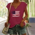 thumbnail image 2 of HEILAU Independence Day Shirts for Women American Flag Graphic T Summer Tops V Neck Cap Sleeve Loose Patriotic T Shirts, 2 of 7