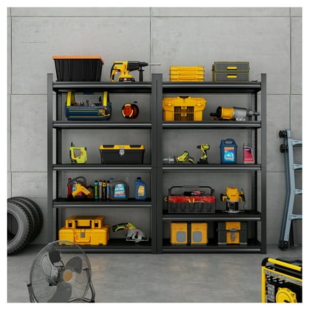 78"H 5 Tier Metal Shelves for Storage Garage Shelving 2000LBS Heavy Duty Storage Shelves Adjustable Garage Shelf Industrial Shelving Unit Storage Utility Rack