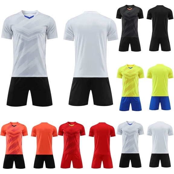 Babcutegg Kids Soccer Uniform Set – Short Sleeve Breathable Football Jersey and Matching Athletic Shorts for Training, Matches, and School Sports White Size XS