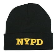 NYPD Winter Hat Police Badge New York Police Department Black & Gold One Size