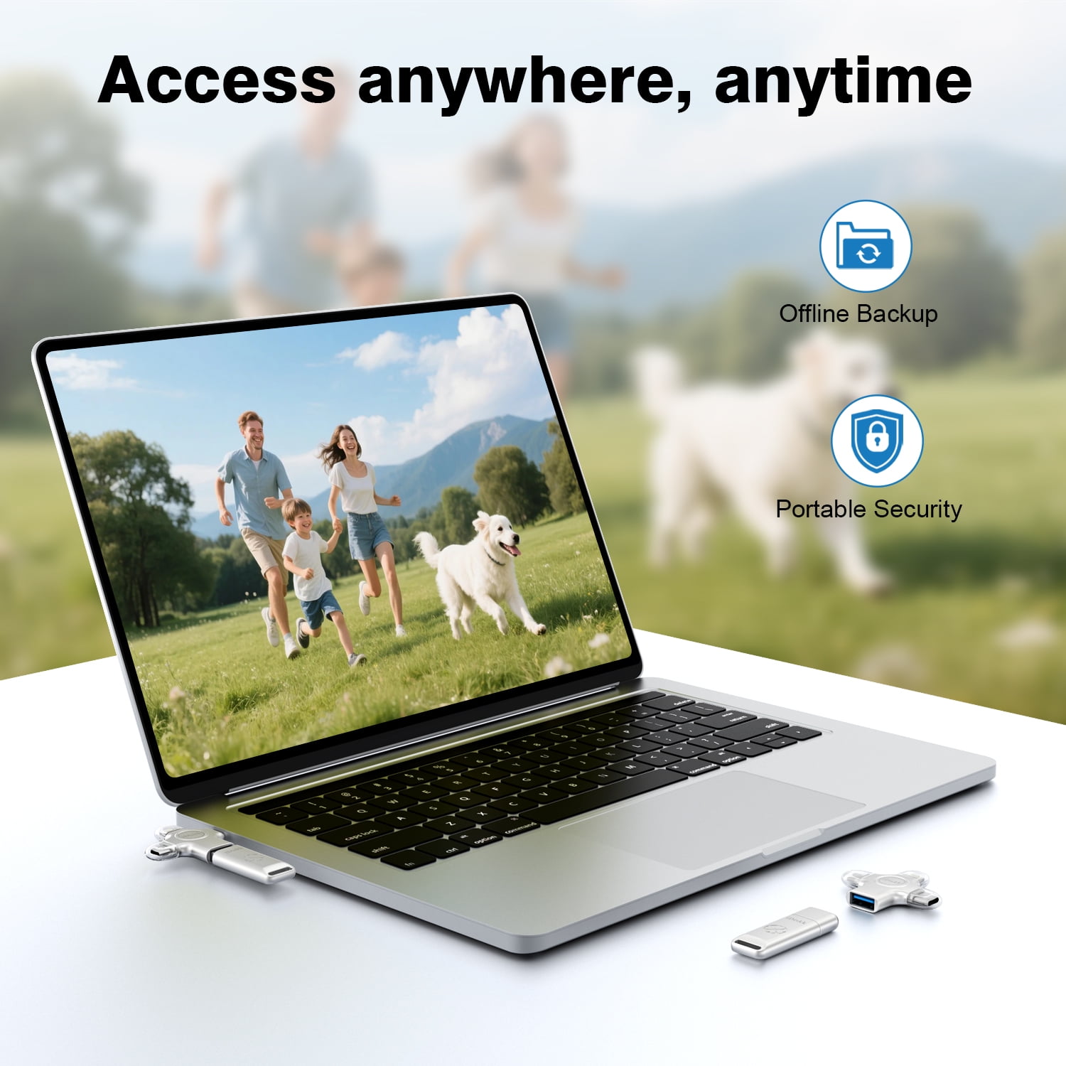 iDiskk 128GB 3-in-1 Flash Drive Auto Secure Backup - Memory Stick Storage to Transfer & Backup Photos, Videos for iPhone,iPad, Android, Mac & PC Zinc Alloy