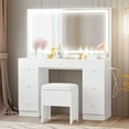 IRONCK Vanity Desk Set with LED Lighted Mirror & Power Outlet, 7